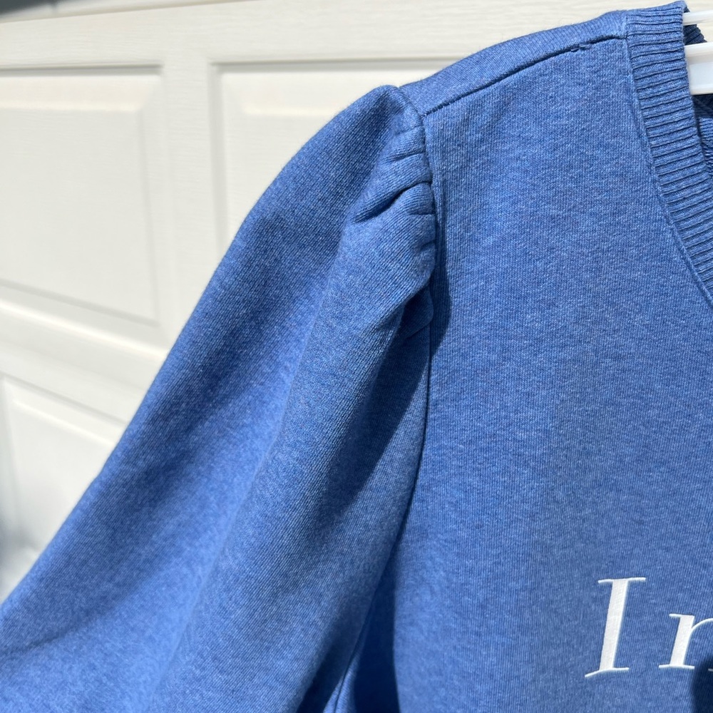NWT Talbots Blue “Inspire” Long Fun Sleeve Sweatshirt - Picture 4 of 10